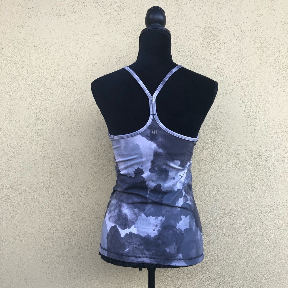 SOLD Lululemon White Coal Tinted Canvas Power Y Tank - Watercolor Marbled Grey - Picture 2 of 7